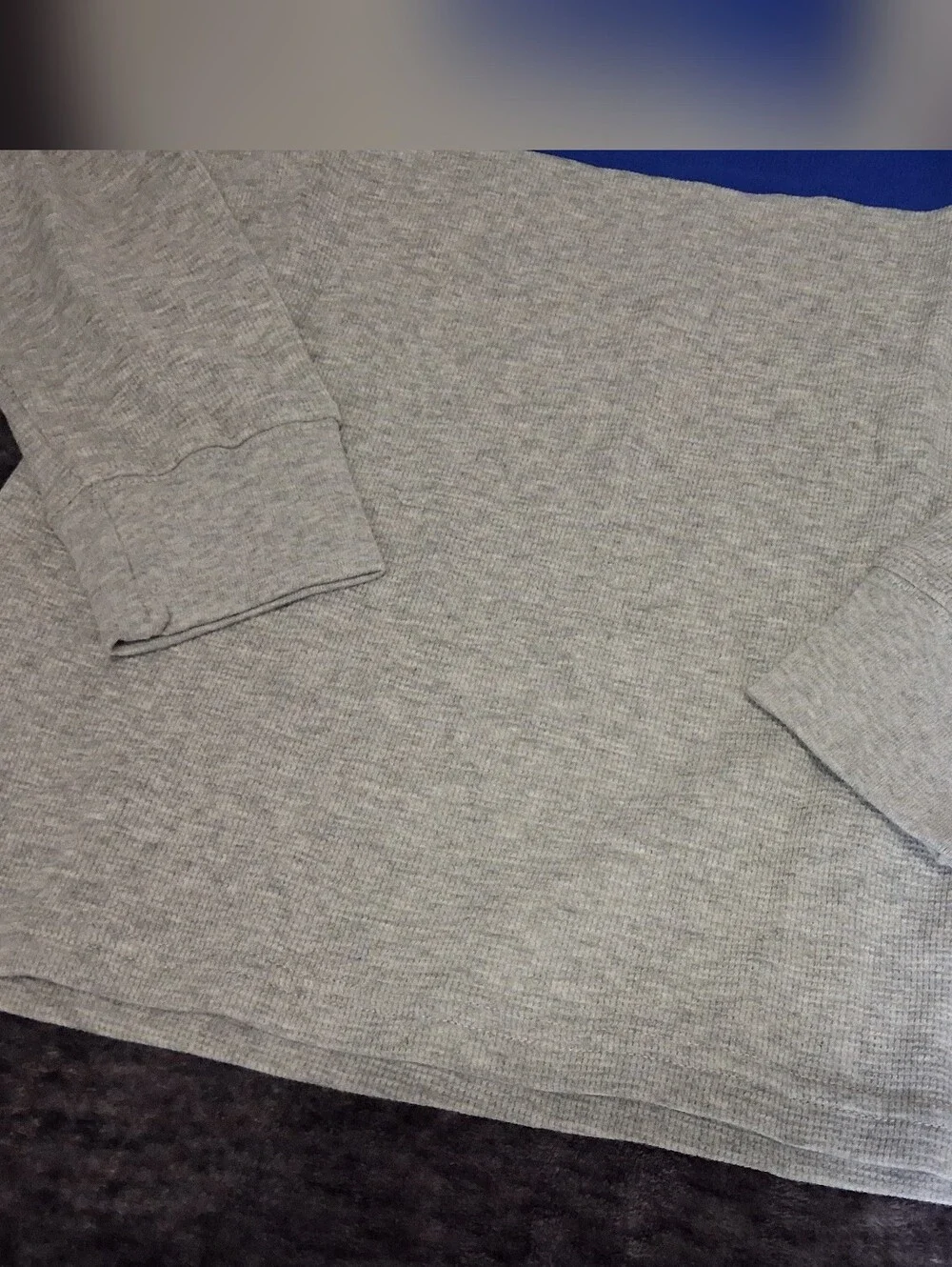 NWT The Childrens Place Boys Thermal Long Sleeve Shirt Gray/Blue Stripe XL 14